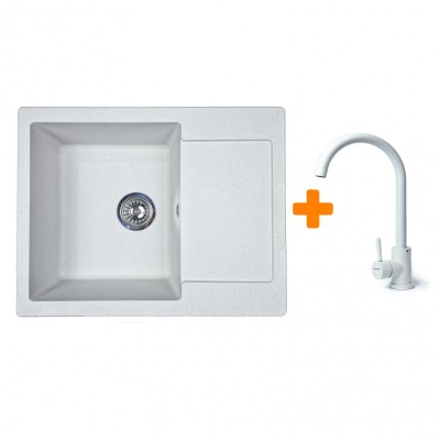 Набір кухонний Adamant Minimal, штучний камінь, прямокут., з крилом, 615х495х200мм, чаша - 1, врізна, Old stone + змішувач