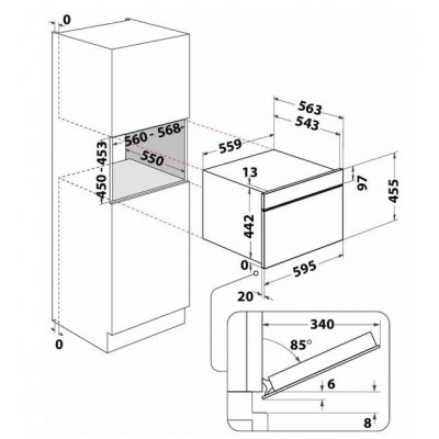 Духова шафа Whirlpool електрична компактна, 53л, дисплей, конвекція, ф-ція мікрохвиль, чорний