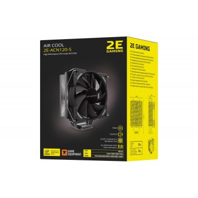 Процесорний кулер 2E GAMING Air Cool ACN120-S, LGA1700, 1366, 1200, 115x, AM5, AM4, AM3, AM3+, AM2, AM2+, FM2, FM1, 4pin PWM, TDP 180W
