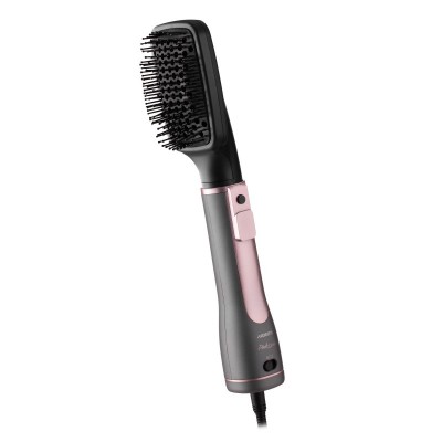 Фен-щітка Ardesto Brush Pink Touch, 1200Вт, 2 швидкості, 2 темп. режими, LED-дисплей, функція іонізації , 4 насадки, сірий+ рожевий