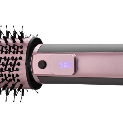 Фен-щітка Ardesto Brush Pink Touch, 1200Вт, 2 швидкості, 2 темп. режими, LED-дисплей, функція іонізації , 4 насадки, сірий+ рожевий