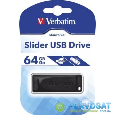 USB флеш накопитель Verbatim 64GB Slider Black USB 2.0 (98698)