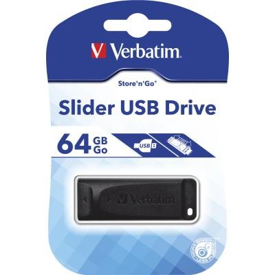 USB флеш накопитель Verbatim 64GB Slider Black USB 2.0 (98698)