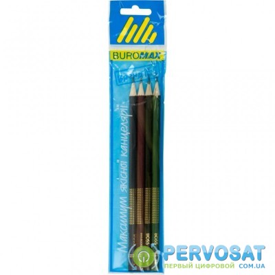 Карандаш графитный BUROMAX HB, BOSS, SET 4шт, assorted colors (BM.8538-4)