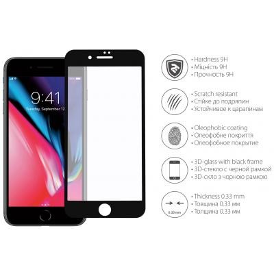 Скло захисне 2E для iPhone 7/8 3D Black border Full Glue (2E-TGIP-8/7-3D)