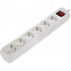 Подовжувач-фільтр мережевий Hama 6xТип F, 3x1.5мм кв, 16A, 3м, білий