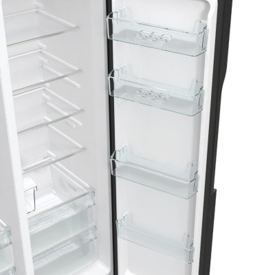 Холодильник SBS Gorenje, 179х70х92см, 2 двері, 376(190)л, А++, NF+, Інв., Зона св-ті, диспенсер, генератор льоду, Зовн. Диспл, чорний