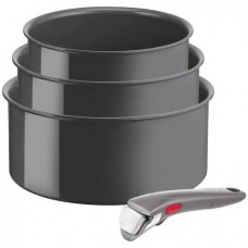 Набір посуду Tefal Ingenio Renew, 4 пр., алюміній, нержавіюча сталь, бакеліт, сірий Набір посуду Tefal Ingenio Renew, 4 пр., алюміній, нержавіюча сталь, бакеліт, сірий