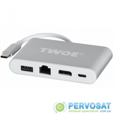 Переходник 2E Type-C to USB3.0 + Gigabit + HDMI + USB Type C 0.15m (2EW-2532)