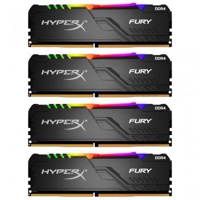 Модуль пам'яті для комп'ютера DDR4 128GB (4x32GB) 3200 MHz HyperX Fury RGB Kingston Fury (ex.HyperX) (HX432C16FB3AK4/128)