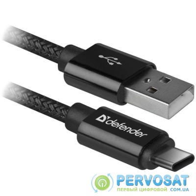 Дата кабель USB 2.0 AM to Type-C 1.0m USB09-03T PRO Black Defender (87814)