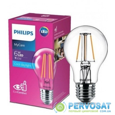 Лампа светодиодная PhilipsLEDClassic 6-60W A60 E27 865 CL NDAPR