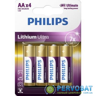 Батарейка PHILIPS AA FR6 Lithium Ultra * 4 (FR6LB4A/10)