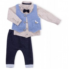 Набір дитячого одягу Necix's трійка з жилетом (9082-18B-blue)