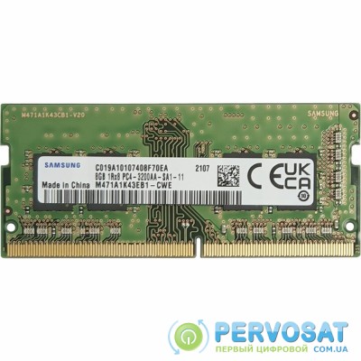 Модуль памяти для ноутбука SoDIMM DDR4 8GB 3200 MHz Samsung (M471A1K43EB1-CWE)