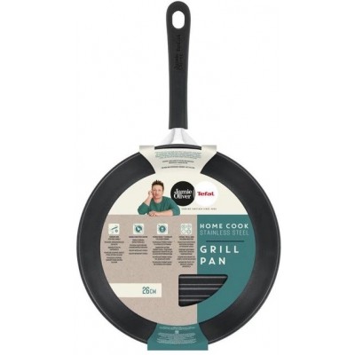 Сковорідка гриль Tefal Jamie Oliver Home Cook, 26 см, нержавіюча сталь, БЕЗ кришки