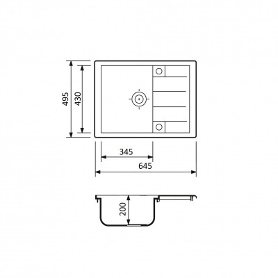 Набір кухонний Adamant Anila, штучний камінь, прямокут., з крилом, 645х495х200мм, чаша - 1, врізна, графіт + змішувач