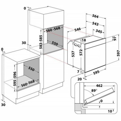 Духова шафа Whirlpool електрична, 73л, A+, дисплей, конвекція, піроліз, телескопічні напрямні, чорний