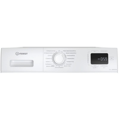Пральна машина Indesit фронтальна, 7кг, 1200, A+++, 49.6см, дисплей, пара, інвертор, люк чорний, білий