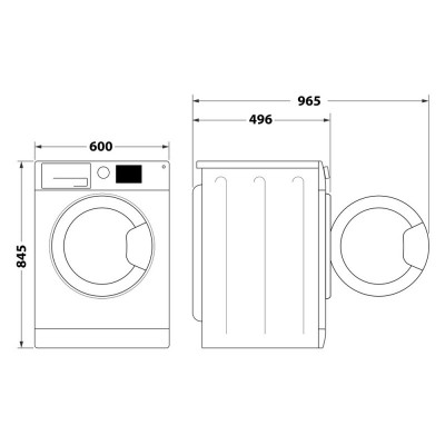 Пральна машина Indesit фронтальна, 7кг, 1200, A+++, 49.6см, дисплей, пара, інвертор, люк чорний, білий