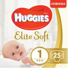 Підгузок Huggies Elite Soft 1 (3-5 кг) 25 шт (5029053547923) Підгузок Huggies Elite Soft 1 (3-5 кг) 25 шт (5029053547923)