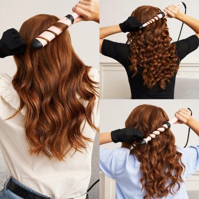 Мультистайлер Babyliss Curl & Wave Trio Styler, 58Вт, темп.режимов-2, 180°C, 210°C , термо килимок, рукавиця, кераміка, чорно-рожевий