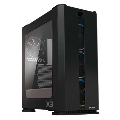 Корпус Zalman X3 BLACK, MidT, 2xUSB2.0, 2xUSB3.0, 4x120мм ARGB, скло (бічна панель), без БЖ, чорний