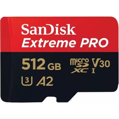Карта пам'яті SanDisk microSD 512GB C10 UHS-I U3 R200/W140MB/s Extreme Pro V30 + SD
