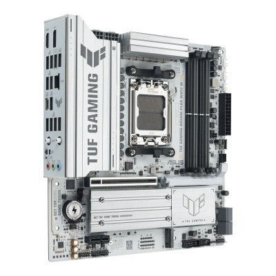 Материнcька плата ASUS TUF GAMING B850M-PLUS WIFI7 W sAM5 B850 4xDDR5 M.2 HDMI DP Wi-Fi BT mATX білий