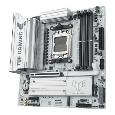 Материнcька плата ASUS TUF GAMING B850M-PLUS WIFI7 W sAM5 B850 4xDDR5 M.2 HDMI DP Wi-Fi BT mATX білий