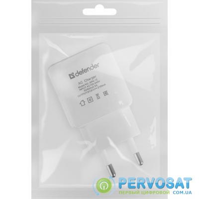 Зарядное устройство Defender EPA-12 USB*2, 5V/2А+1A, White (83530)