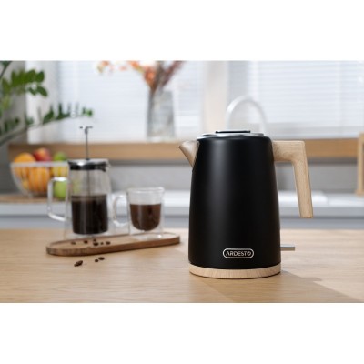Електрочайник Ardesto EKL-F420BWD, 1.7л, метал, мат, Strix, чорний