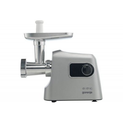 М'ясорубка Gorenje, 2500Вт, 2.8кг/хв, 3 решітки, насадка для ковбас, кеббе, шнековий соковидавлювач, 3 терки, пластик/метал, нерж