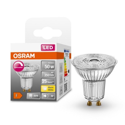 Лампа OSRAM LED GU10 4.5Вт 2700К 350Лм PAR16 димується STAR