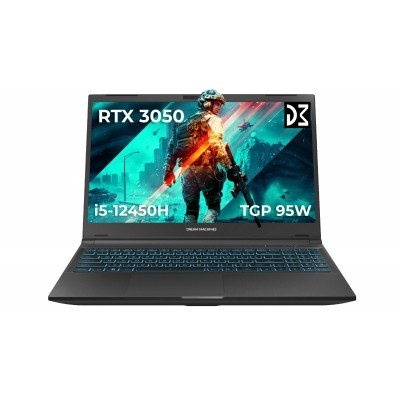 Ноутбук Dream Machines RG3050-15 15.6FHD IPS, Intel i5-12450H, 16GB, F1TB, NVD3050-4, DOS, чорний