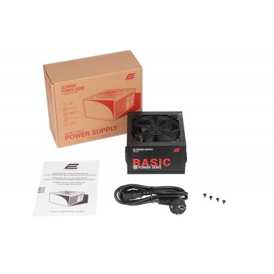 Блок живлення 2E BASIC POWER  (400W), 80%, 120mm, 1xMB 24pin(20+4), 1xCPU 8pin(4+4), 3xMolex, 4xSATA, 1xPCIe 8pin(6+2)