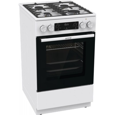 Плита Gorenje комбінована, 70л, 50x60см, дисплей, чавун, білий