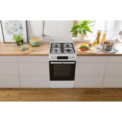 Плита Gorenje комбінована, 70л, 50x60см, дисплей, чавун, білий