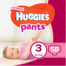 Підгузок Huggies Pants 3 для девочек (6-11кг) 58 шт (5029053563992) Підгузок Huggies Pants 3 для девочек (6-11кг) 58 шт (5029053563992)
