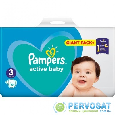 Подгузник Pampers Active Baby Midi Размер 3 (6-10 кг), 104 шт. (8001090950215)
