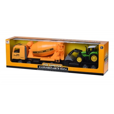 Машинка енерціонная Same Toy Truck Бетонозмішувач жовтий з бульдозером 98-88Ut-2