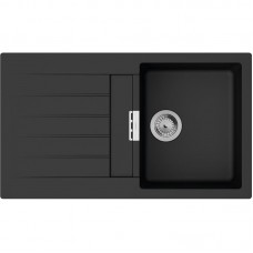 Мийка кухонна Hansgrohe S52, граніт, прямокутник, з крилом, 840х480х190мм, чаша - 1, врізна, S520-F345, чорний графіт Мийка кухонна Hansgrohe S52, граніт, прямокутник, з крилом, 840х480х190мм, чаша - 1, врізна, S520-F345, чорний графіт