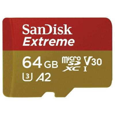 Карта памяти SANDISK 64GB microSD class 10 UHS-I U3 A2 EXTREME (SDSQXA2-064G-GN6AA)