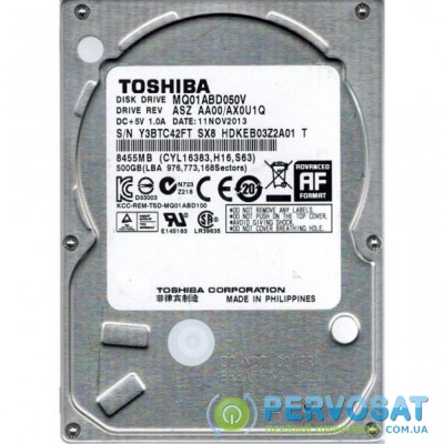 Жесткий диск для ноутбука 2.5" 500GB TOSHIBA (# MQ01ABD050V #)