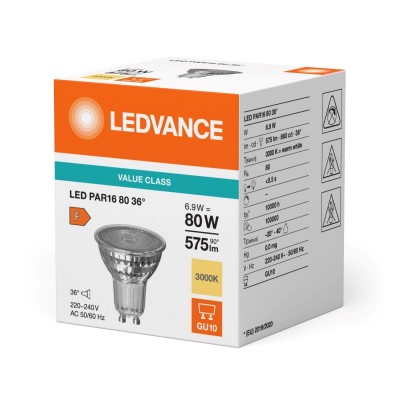 Лампа LEDVANCE LED GU10 6.9Вт 650Лм 3000K PAR16