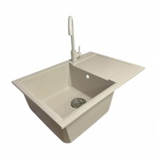 Набір кухонний Adamant Horizon Medium, штучний камінь, прямокут., з крилом, 700х500х230мм, чаша - 1, врізна, Avena + змішувач