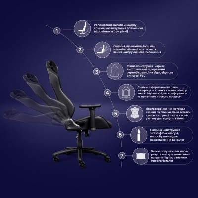 Крісло Trust GXT714 Ruya ECO, ПУ шкіра, 3D-Armrests, чорний