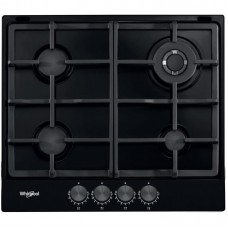 Варильна поверхня Whirlpool газова, 60см, чавун, конфорка з подвійним рядом полум'я, чорний