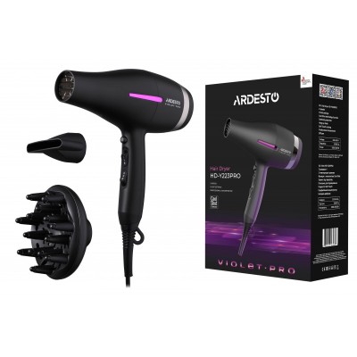 Фен Ardesto HD-Y223PRO / 1850-2200Вт/2 швидкості/ 3темп.режими/дифузор/чорний