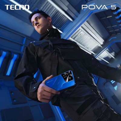 Смартфон TECNO POVA 5 (LH7n) 6.78&quot; 8/128ГБ, 2SIM, 6000мА•год, Mecha Black